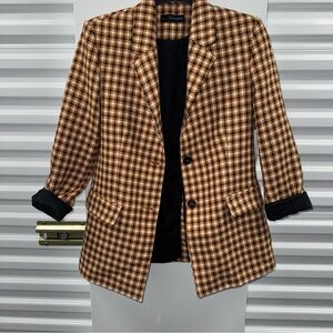 Womens Sfera Houndstooth Blazer - Orange/Black